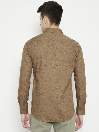 Brown Printed Slim Fit shirt - Men Shirts