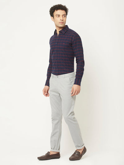  Navy Blue Shirt in Windowpane Check