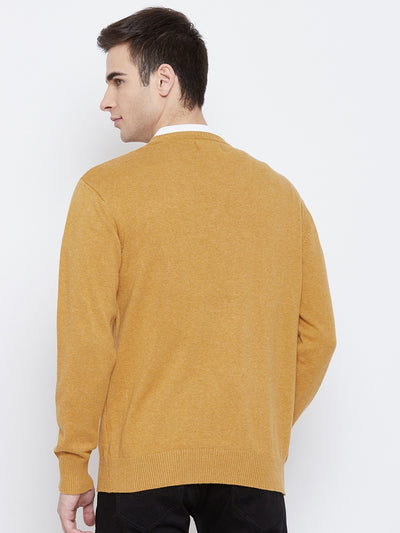 Mustard V-Neck Sweater - Men Sweaters