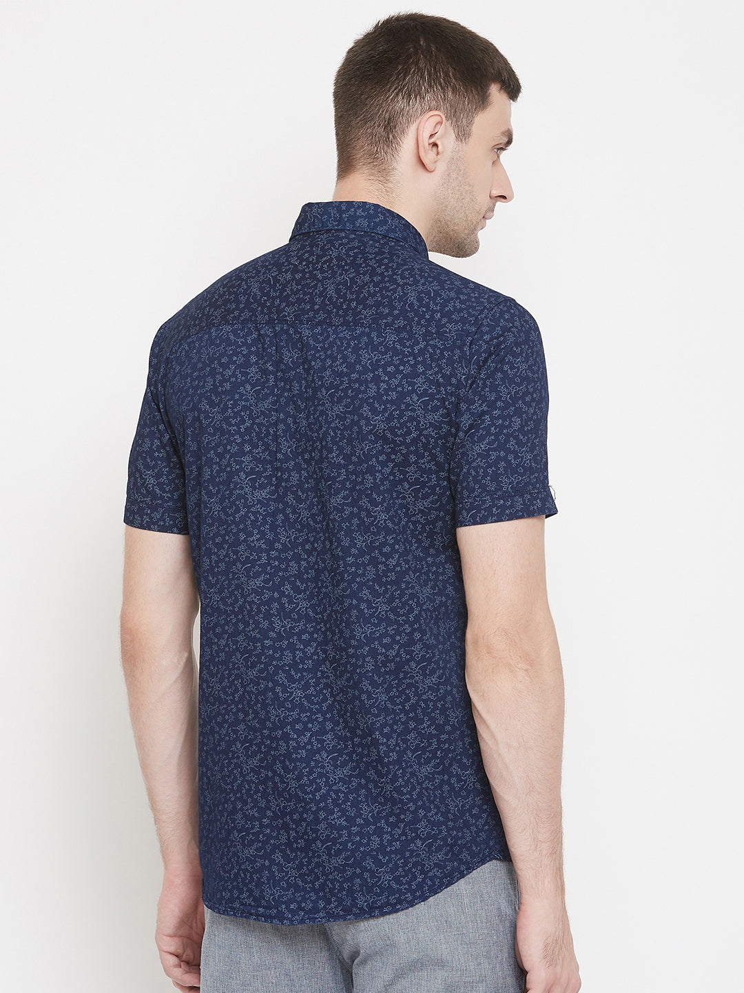 Navy Blue Printed shirt - Men Shirts