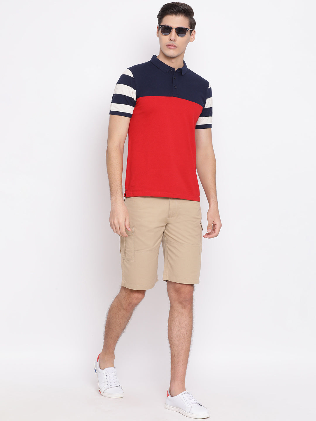 Red Colourblocked T-shirt - Men T-Shirts