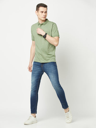  Fern Green Geometric Polo T-Shirt