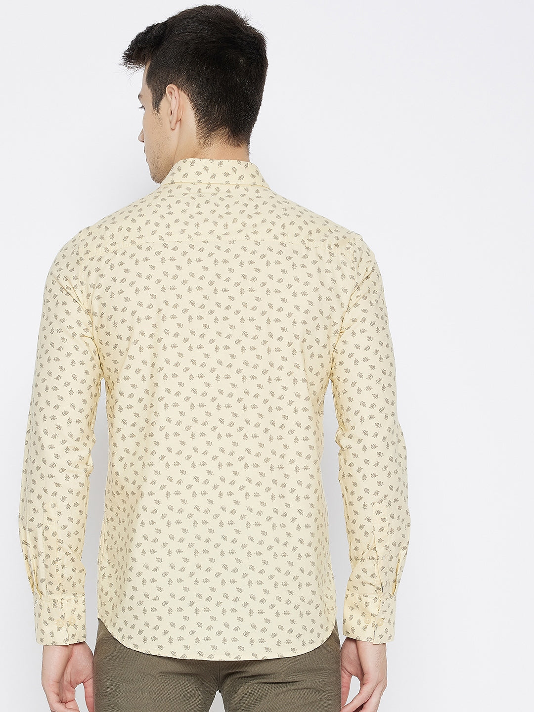 Yellow Floral Printed Slim Fit shirt - Men Shirts