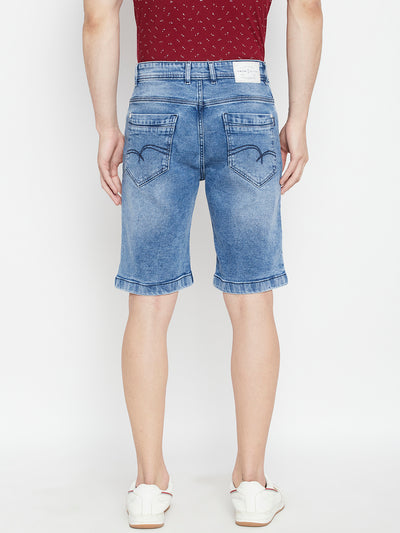 Blue Slim Fit Denim Shorts - Men Shorts