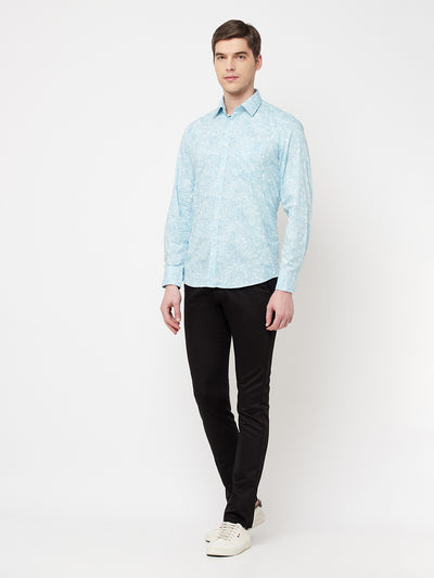 Blue Printed Casual Shirt - Men Shirts