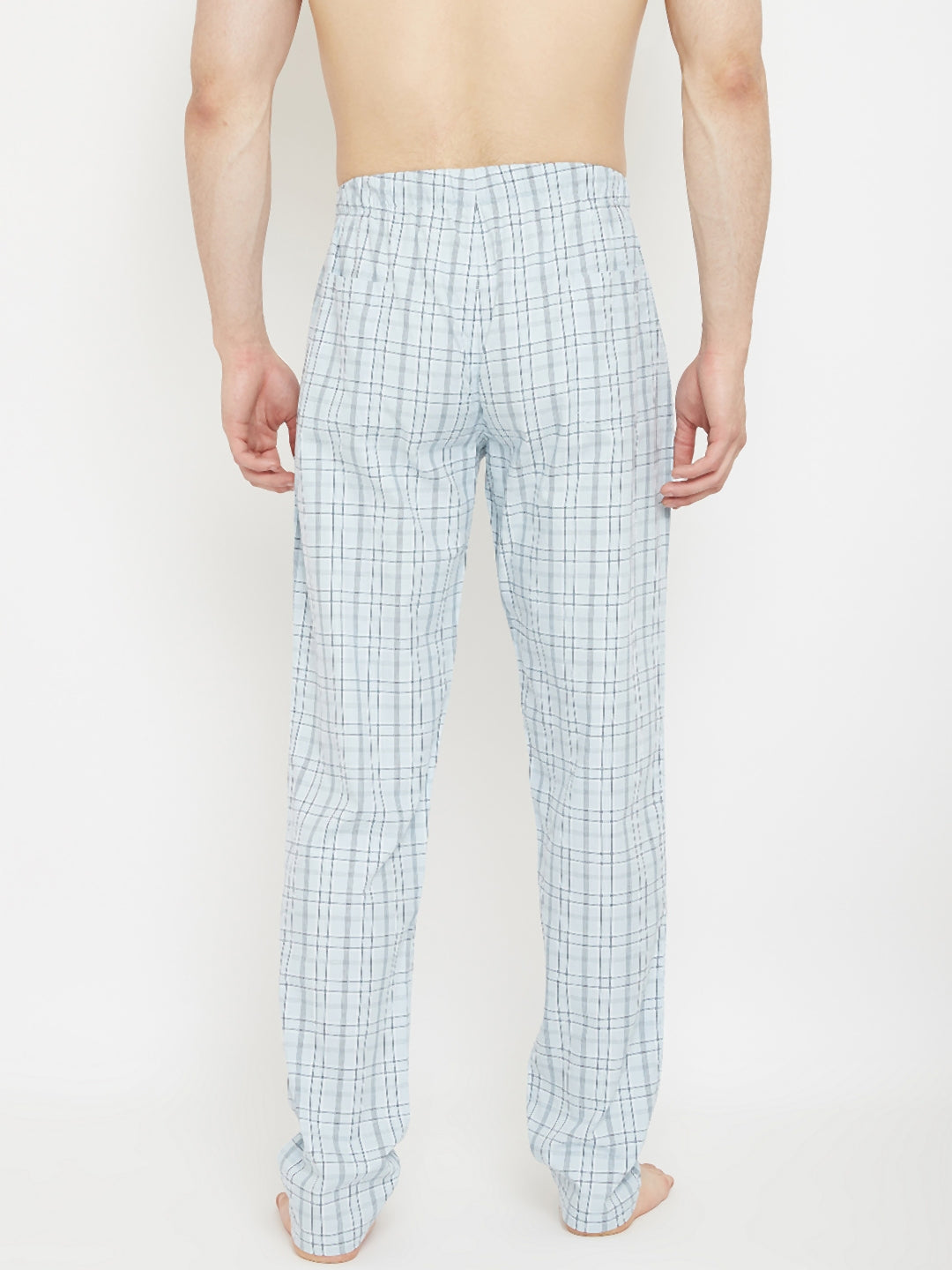 Blue Checked Straight Lounge Pants - Men Lounge Pants