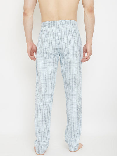 Blue Checked Straight Lounge Pants - Men Lounge Pants