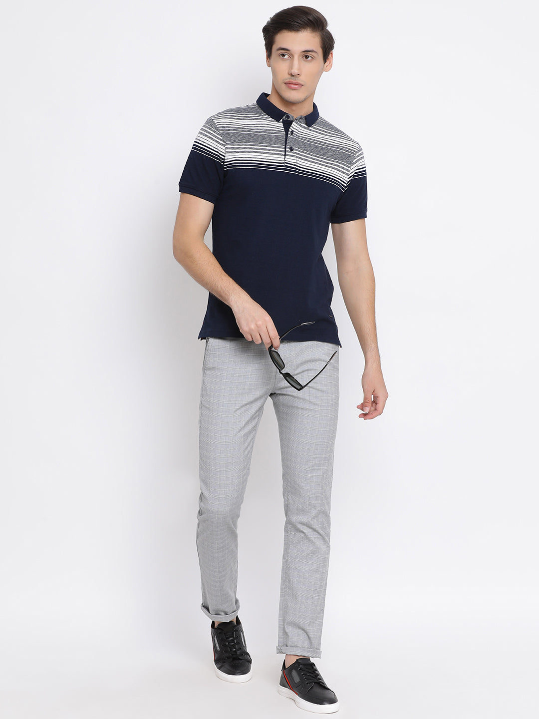 Grey Checked Trousers - Men Trousers