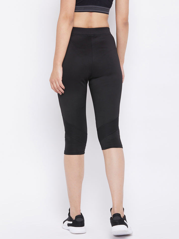 Black Sports Capris - Women Track Pants