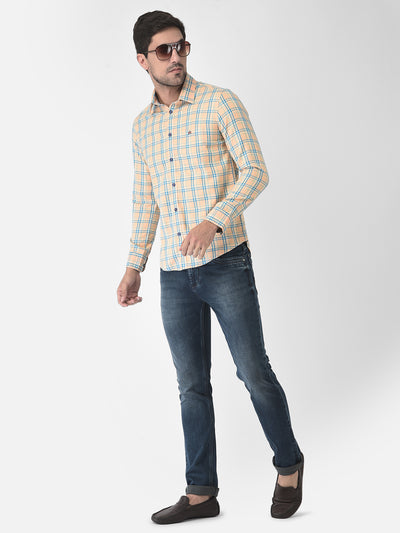 Peach Tartan Checked Shirt - Men Shirts