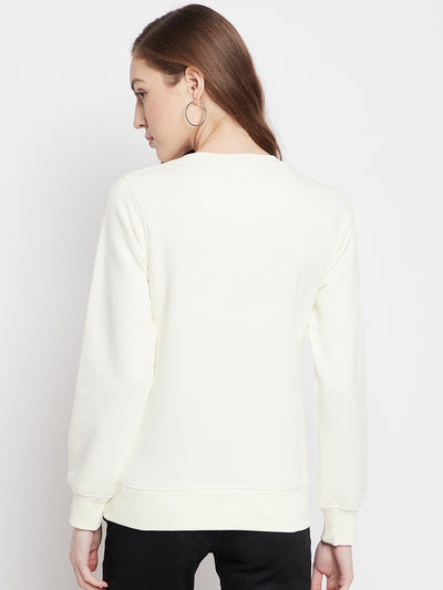 White Round Neck Sweatshirt - Women Sweatshirts