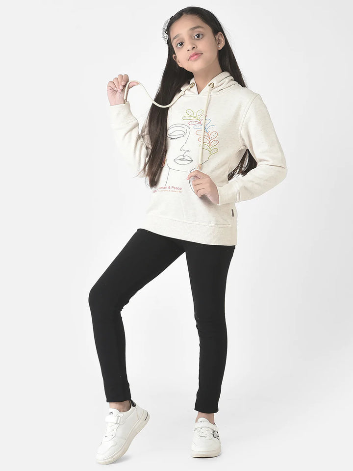 Beige Graphic Face Hoodie