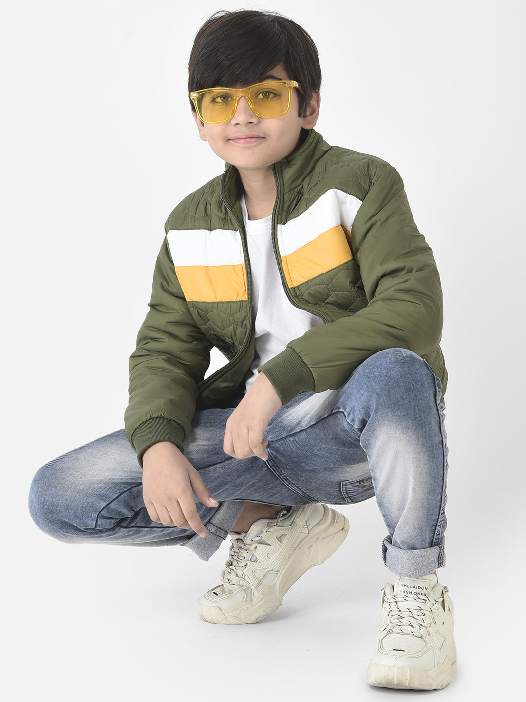  Olive Diamond-Cut Padded Jacket