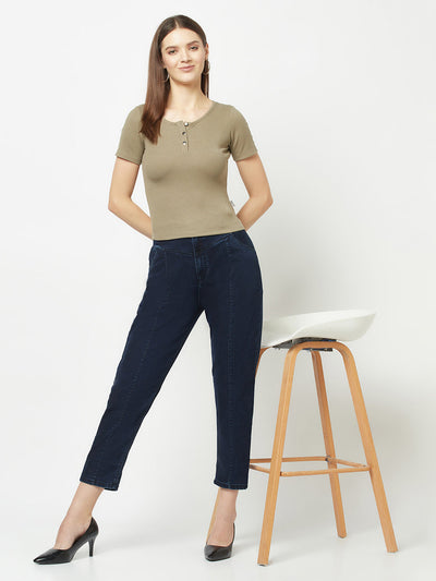 Blue High-Waisted Culottes 