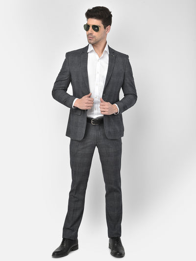 Grey Checked Suit - Men Suits