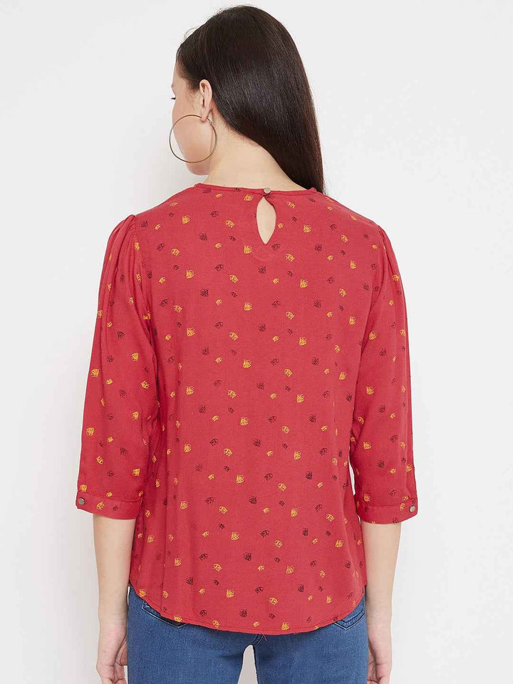 Red Printed Top