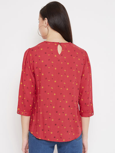 Red Printed Top - Women Tops