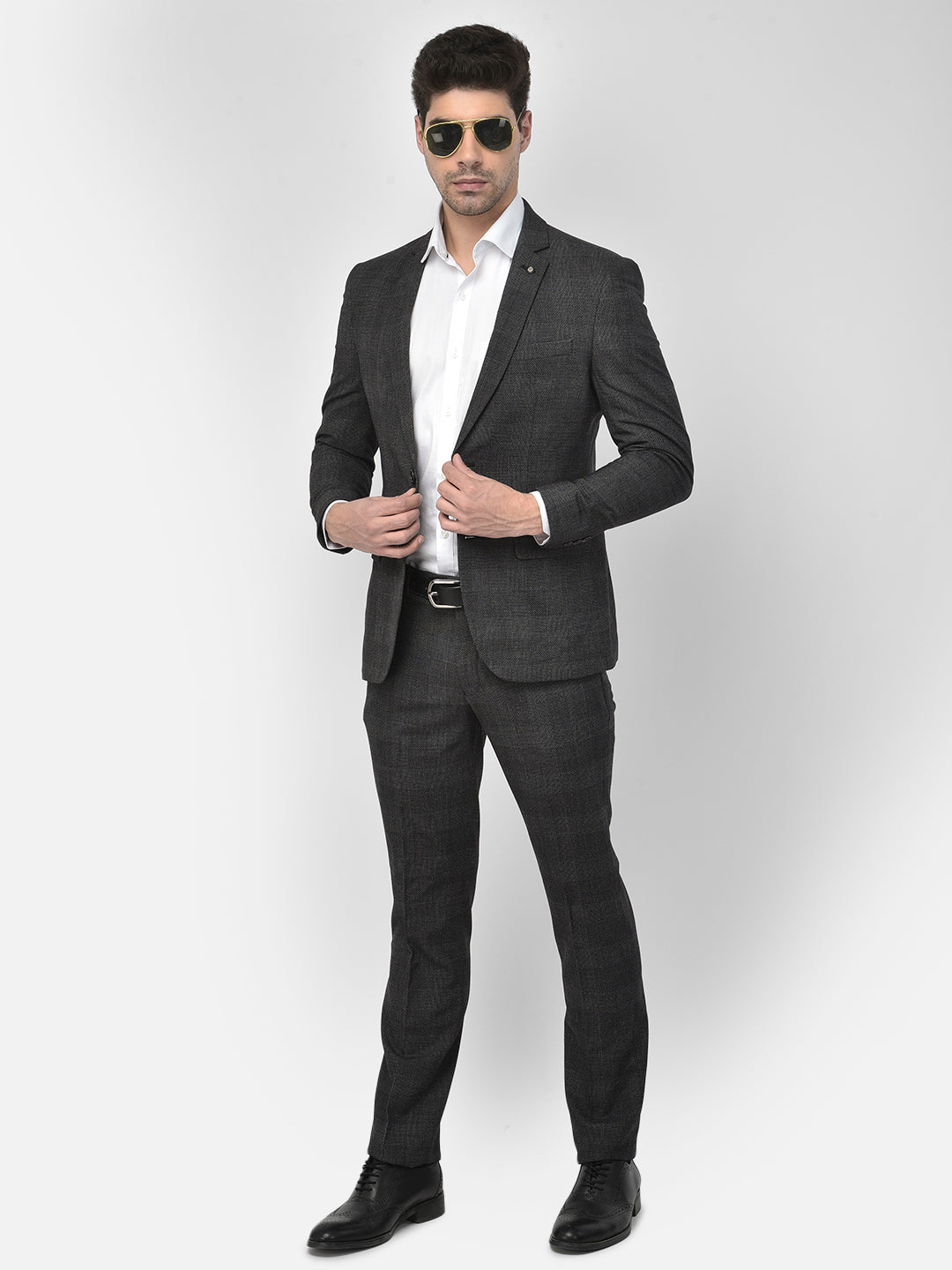 Grey Checked Suit - Men Suits
