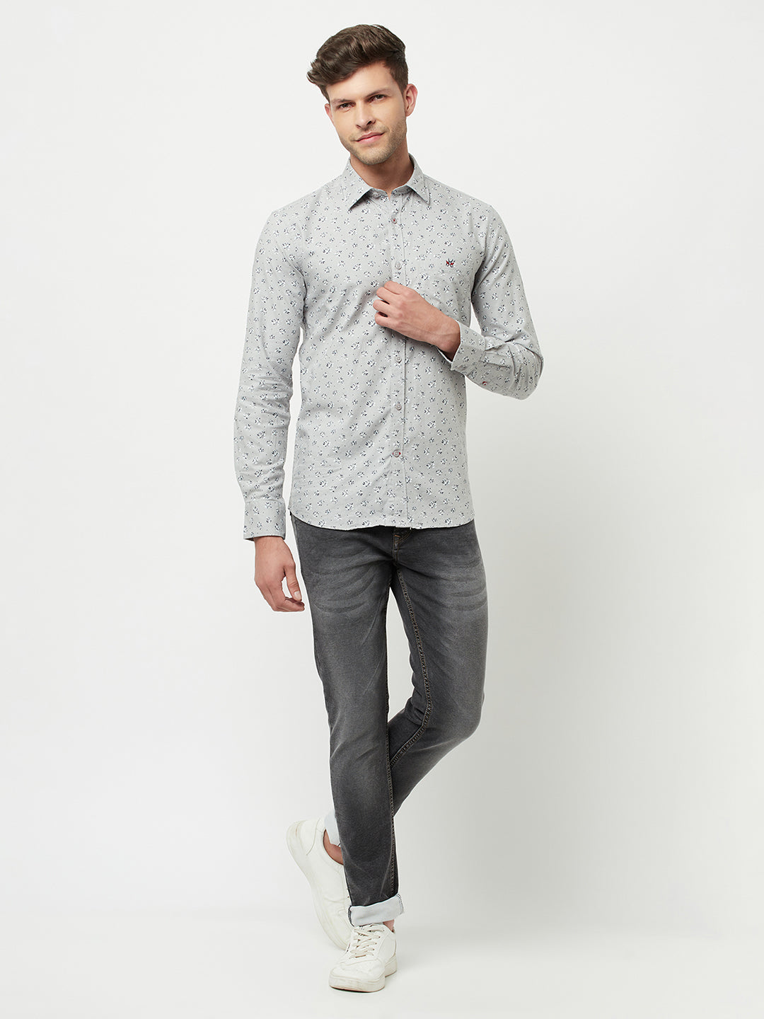 Grey Light Faded Jeans-Men Jeans-Crimsoune Club