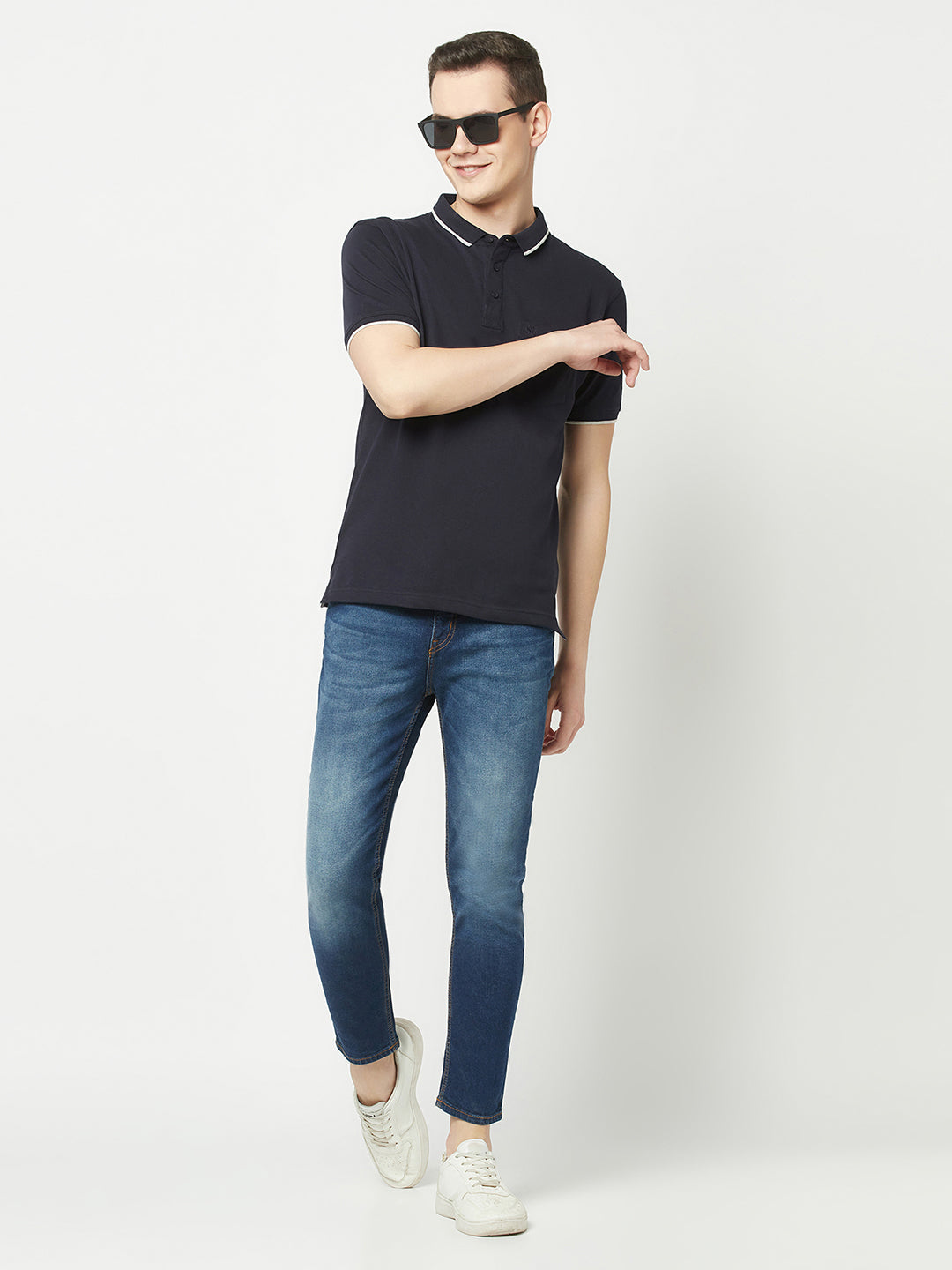  Dark Navy Minimal Polo T-Shirt