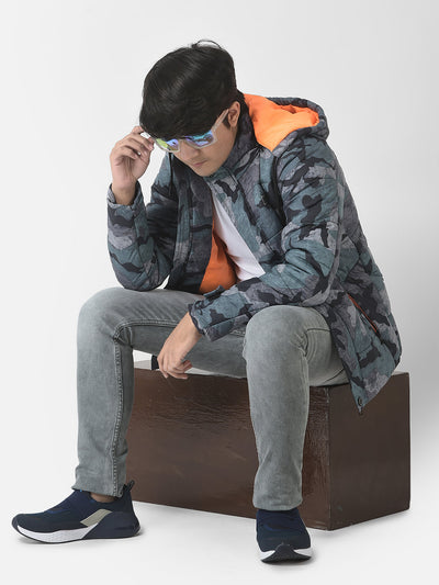  Grey-Blue Padded Camouflage Jacket