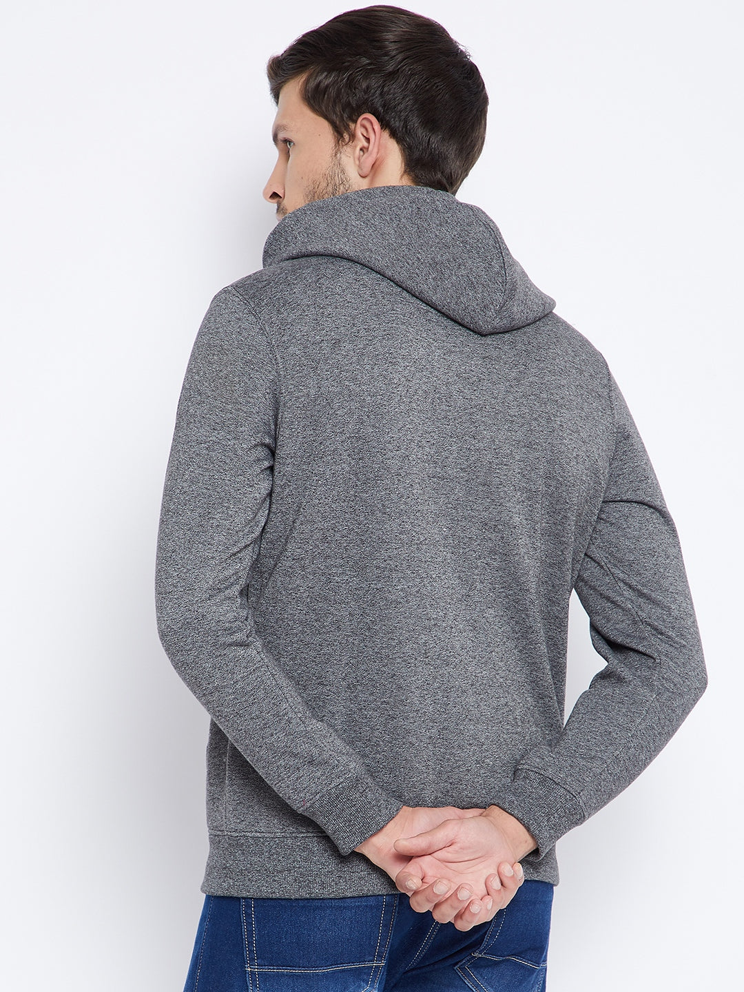 Grey Hooded Sweatshirt - Men Sweatshirts