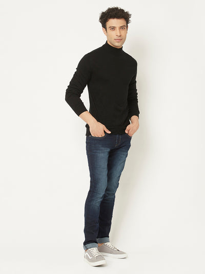 Black Sweater in Relaxed Fit-Men Sweaters-Crimsoune Club