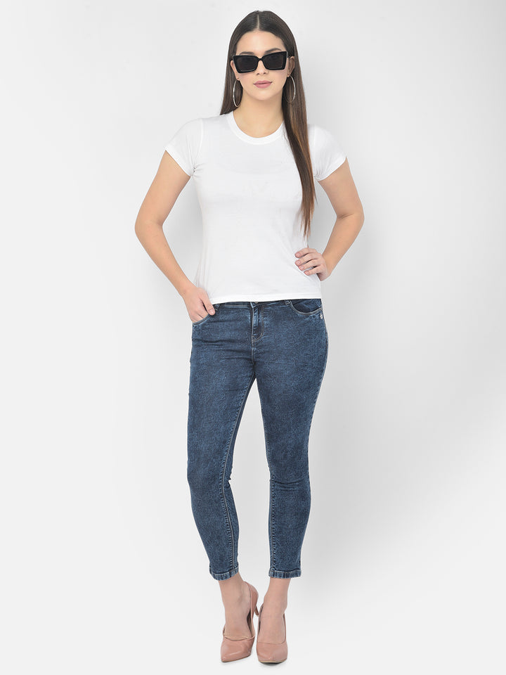 Blue Printed Jeans - Women Jeans