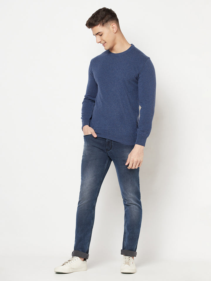 Blue Round Neck Sweater - Men Sweaters