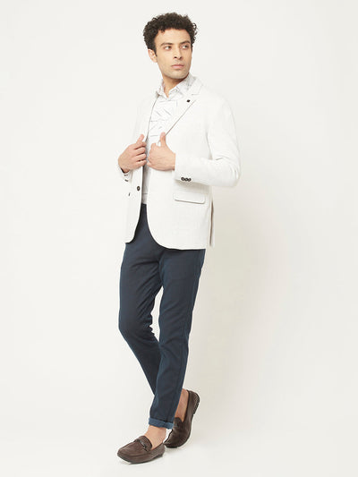  White Blazer with Contrast Button Detailing 