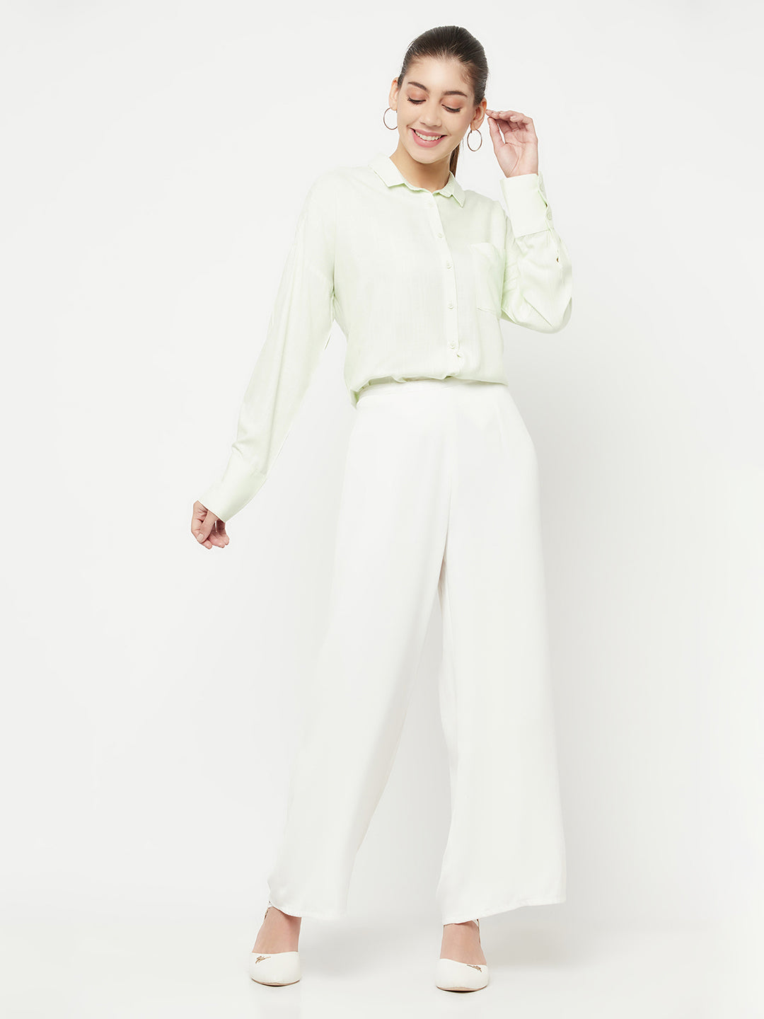 Light Green Long Sleeves Shirt - Women Shirts