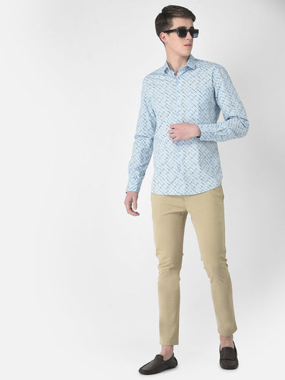  Blue Diagonally Checked Shirt