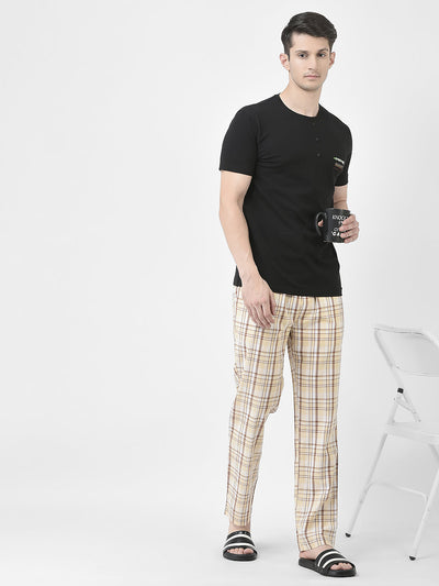  Cream Checkered Lounge Pants 