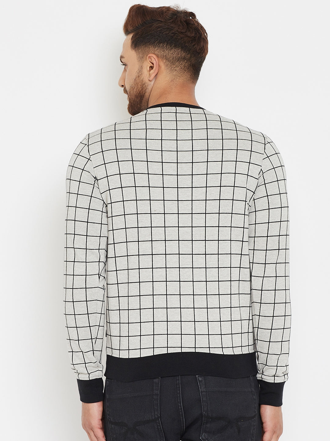 Grey Checked Sweatshirt - Men Sweatshirts