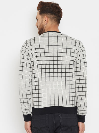 Grey Checked Sweatshirt - Men Sweatshirts