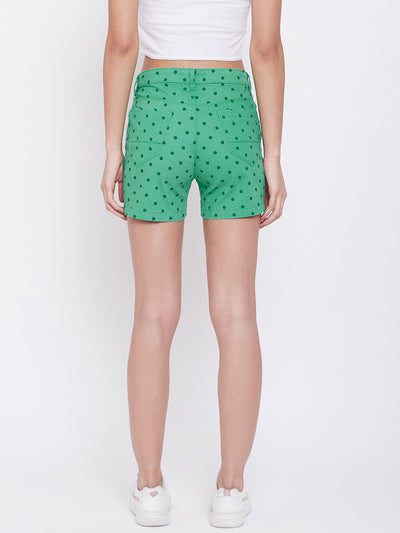 Green Polka Dot Shorts - Women Shorts