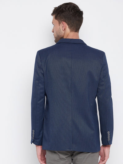 Blue Notched Lapel Blazer - Men Blazers