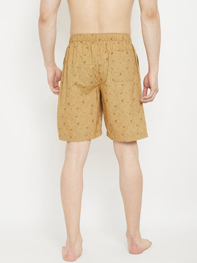 Beige Printed Lounge Shorts - Men Lounge Shorts