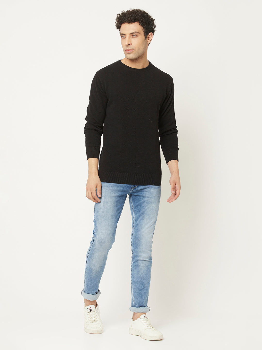 Black Sweater in Regular Cut-Men Sweaters-Crimsoune Club