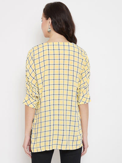 Yellow Checked Top - Women Tops