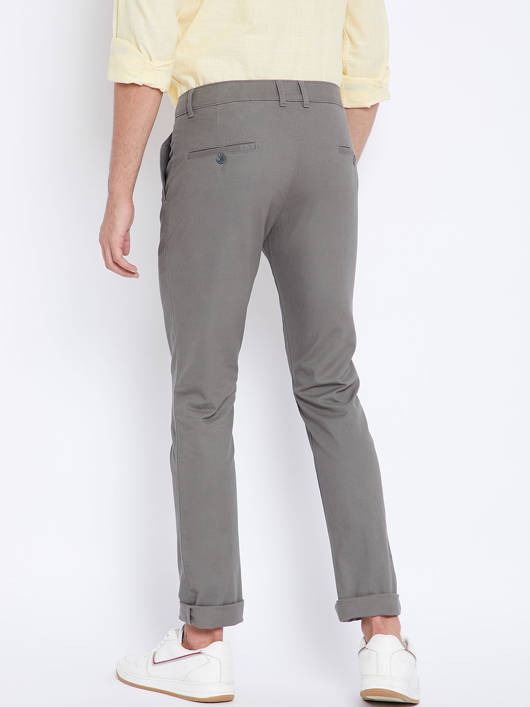 Grey Slim Fit Trousers - Men Trousers