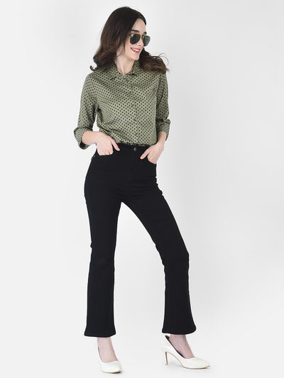 Olive Green Polka Dot Shirt - Women Shirts