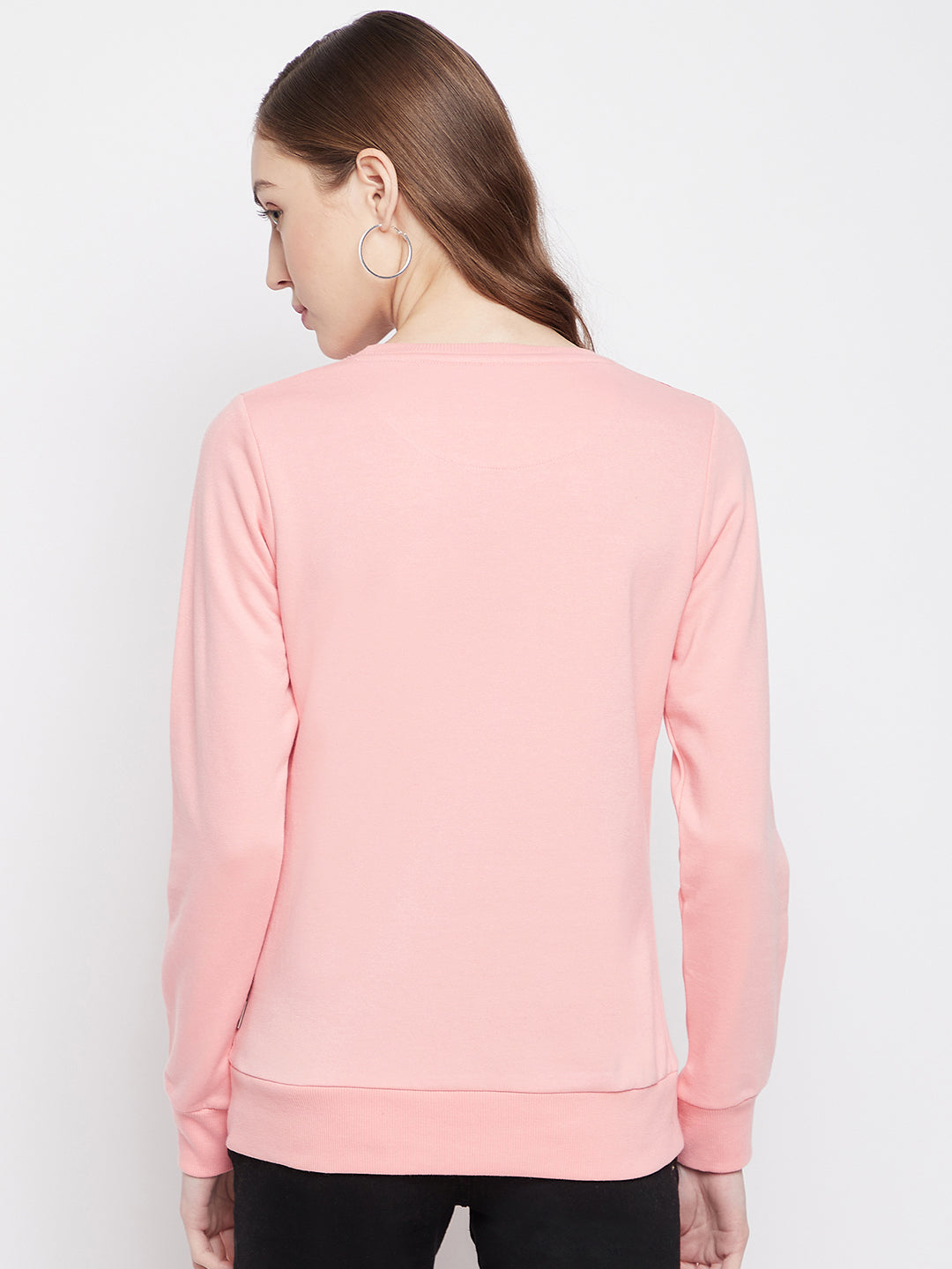 Pink Printed Round Neck Sweatshirt - Women Sweatshirts