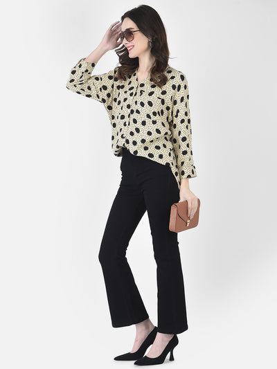 Beige Polka Dotted Shirt - Women Shirts