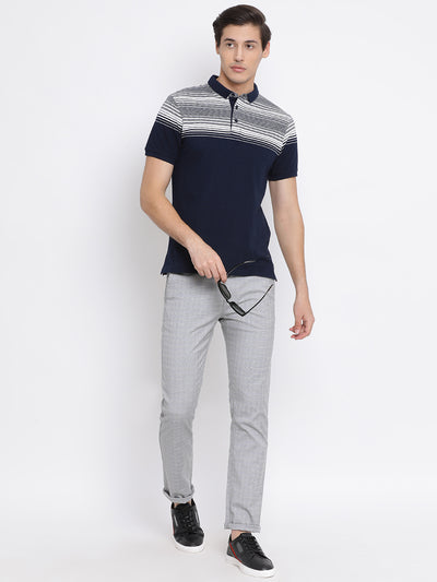 Grey Checked Slim Fit Trousers - Men Trousers