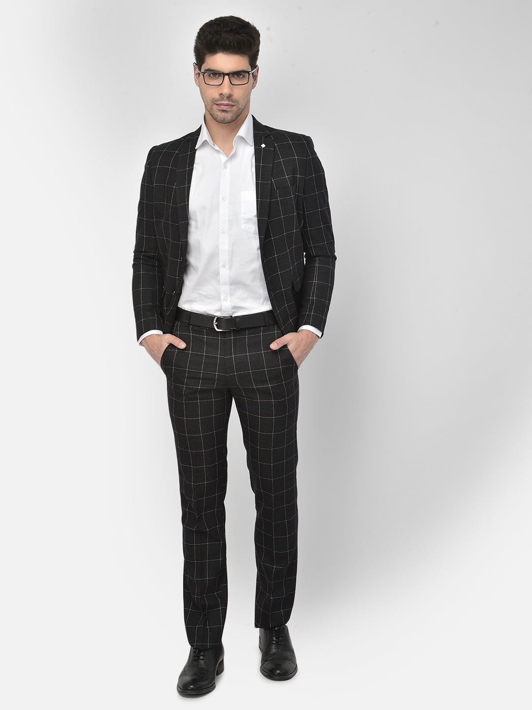 Black Checked Suit - Men Suits