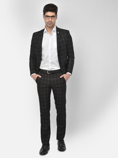 Black Checked Suit - Men Suits