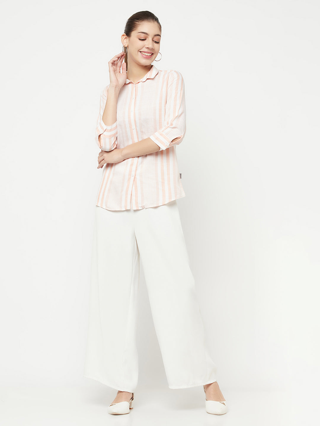 Pink Striped Casual Shirt - Women Shirts