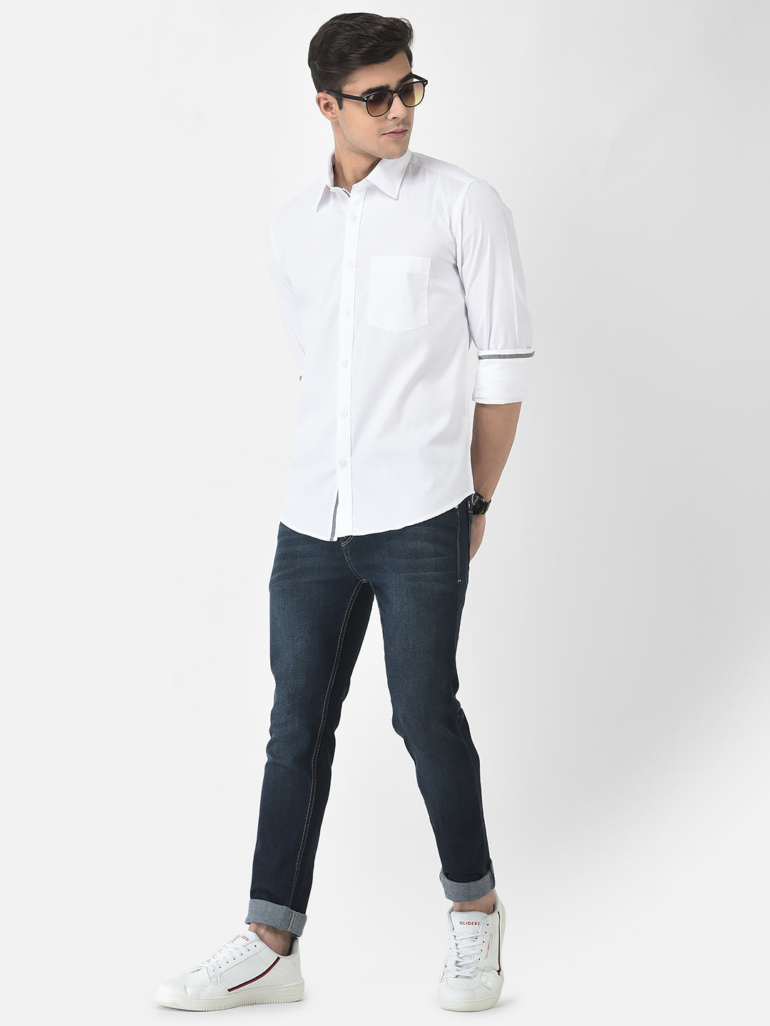  White Button-Down Shirt in Pure Cotton
