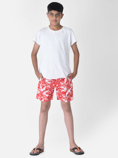 Red Hawaiian Print Boxers-Boys Boxers-Crimsoune Club